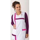 Tablier Nolwo-Blanc garni fuchsia fonce prune clair