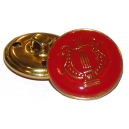 Bouton Lyre OR sur fond ROUGE, 21mm