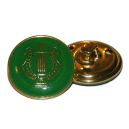 Bouton Lyre OR sur fond VERT, 21mm