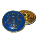 Bouton Lyre OR sur fond BLEU, 21mm